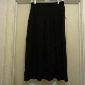 VINTAGE BLACK CREPE 80S MIDI SKIRT W A FEW WAIST PLEATS 10